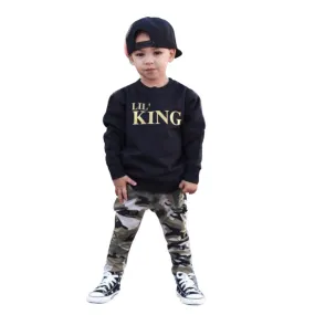 2 Piece Lil' King Toddler Boys T-shirt and Camouflage Pants Set