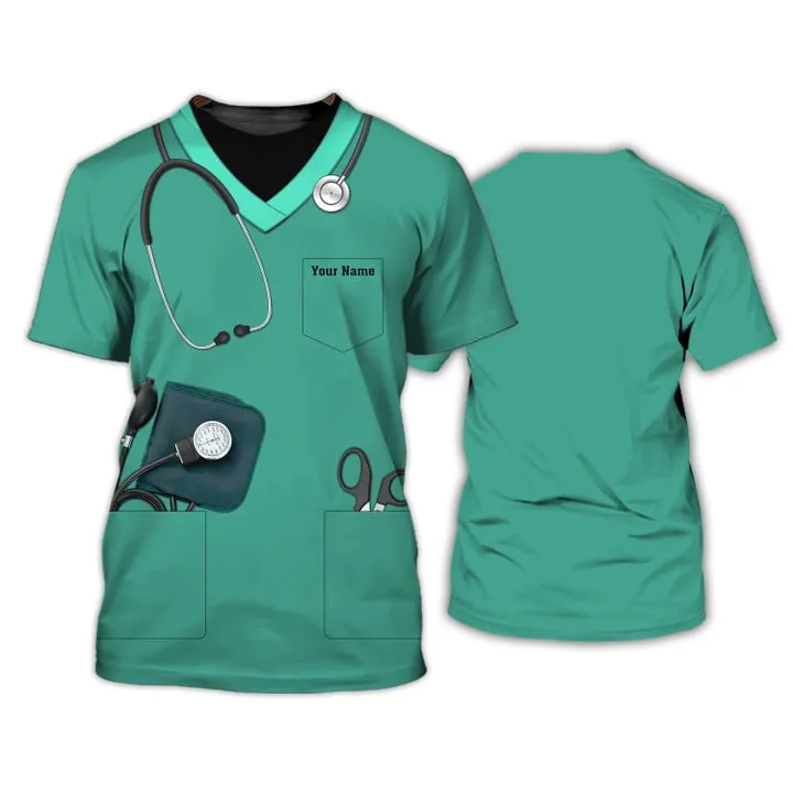 3D All Over Print Nurse Uniform Shirt, Nurse 3D Tee Shirt Custom Name Nurse 3D Shirt, Gift for Nurse