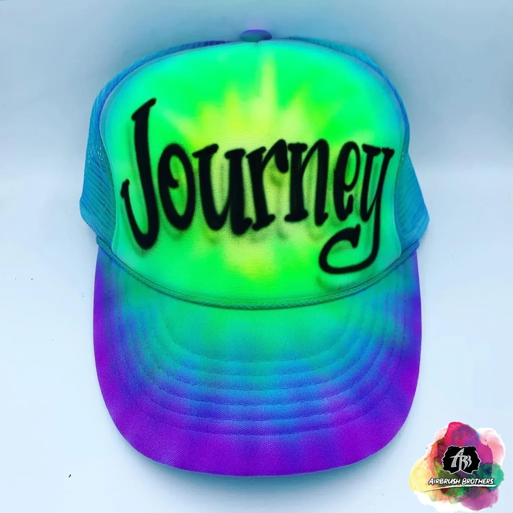 Airbrush Green Tie Dye Hat Design