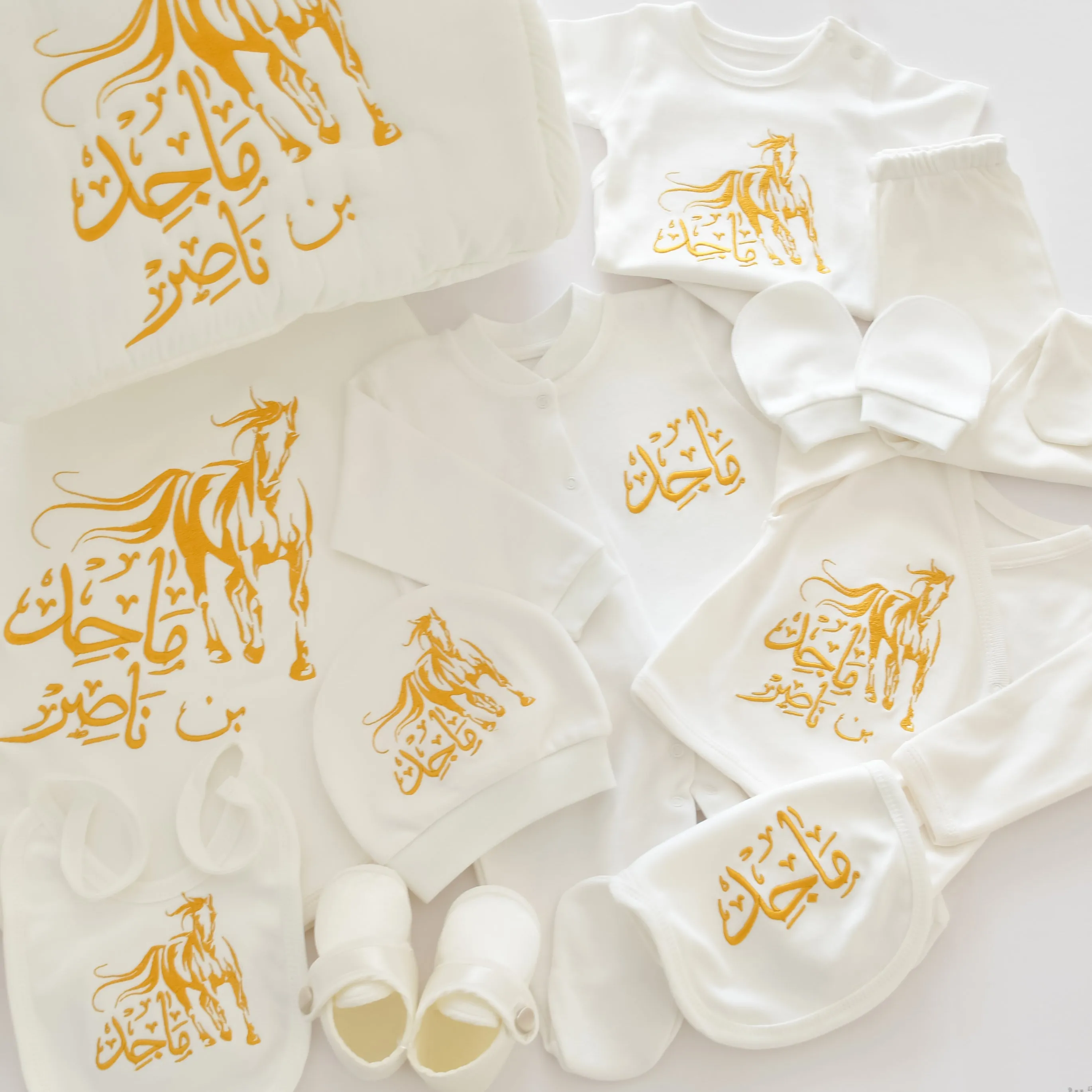 Arabian Horse Baby Boy Coming Home Embroidered Complete Set