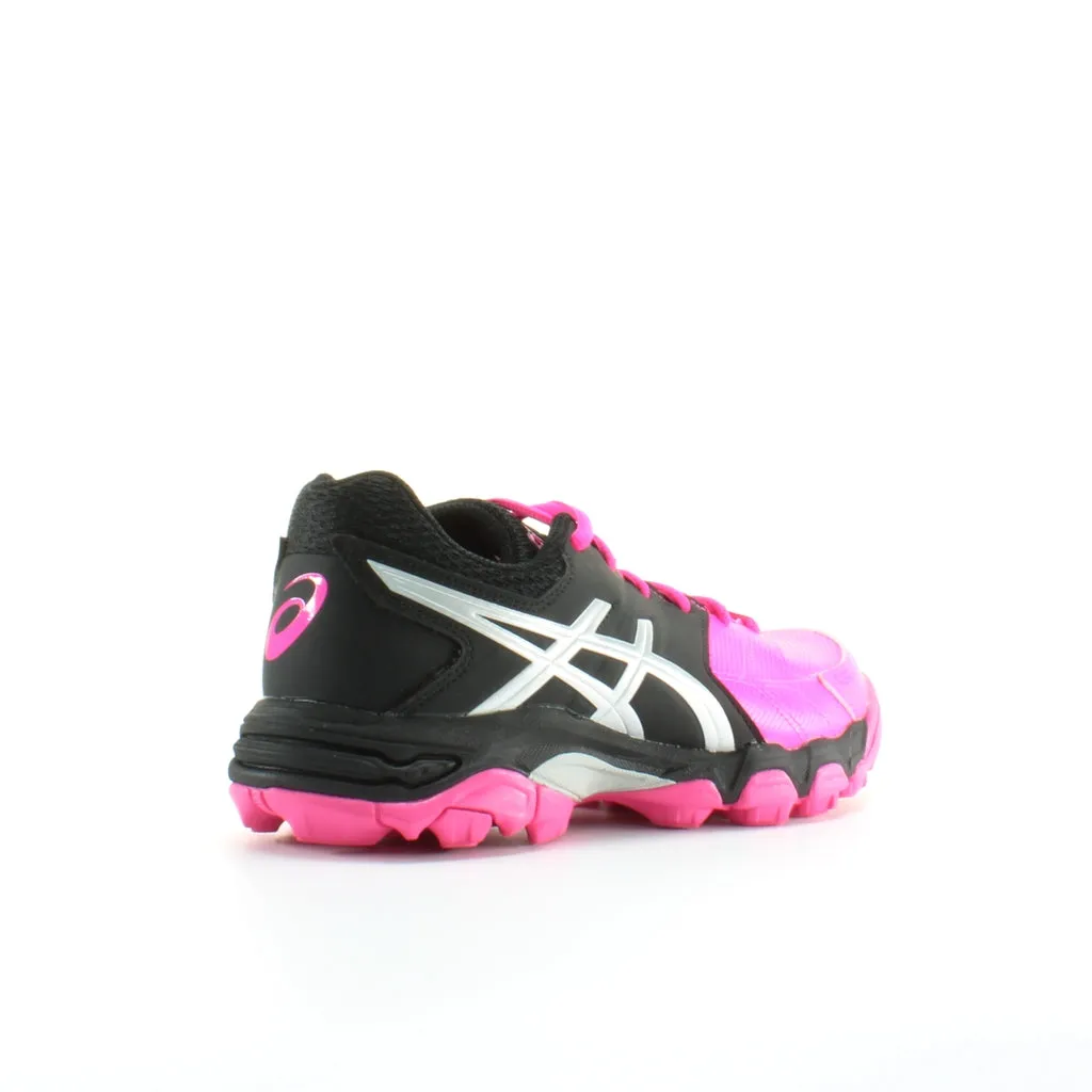 Asics Gel-Blackheath 6 GS Pink Black Leather Kids Lace Up Trainers C649Y 2093