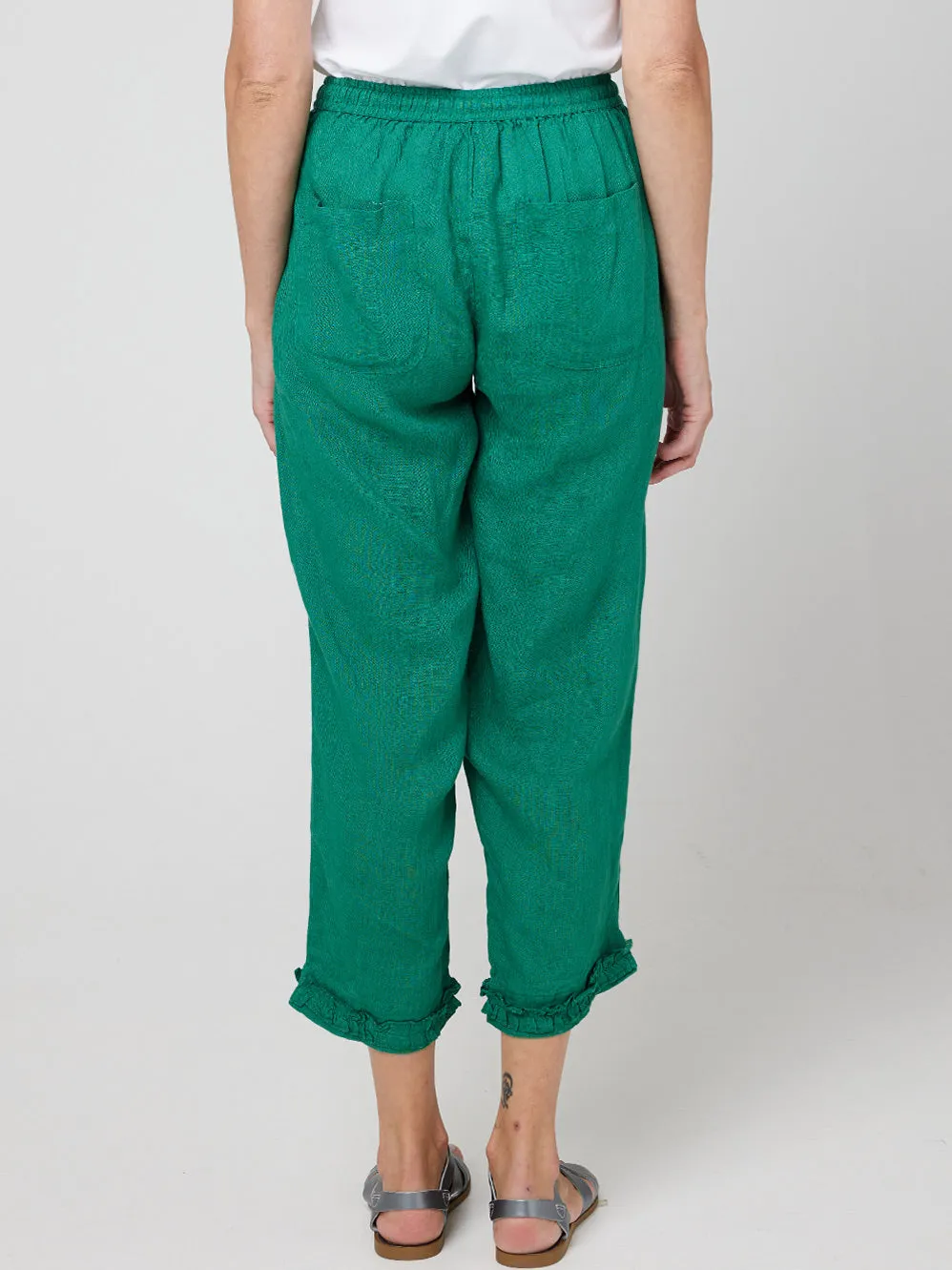 CAKE LINEN RUFFLE CAPRI PANT