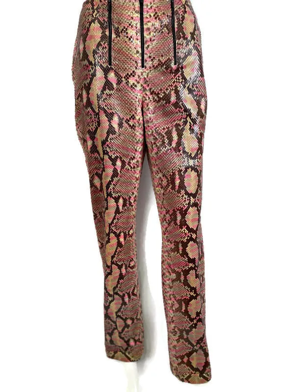 Chanel 00T, 2000 Transition Collection Multicolor Python Snakeskin Pants Trousers FR 38 US 4/6