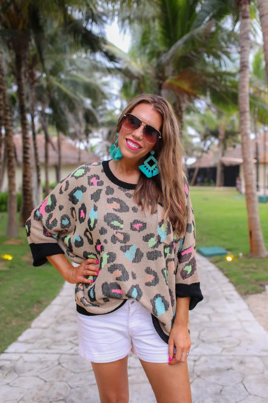 Charleston Colorful Leopard Lightweight Sweater