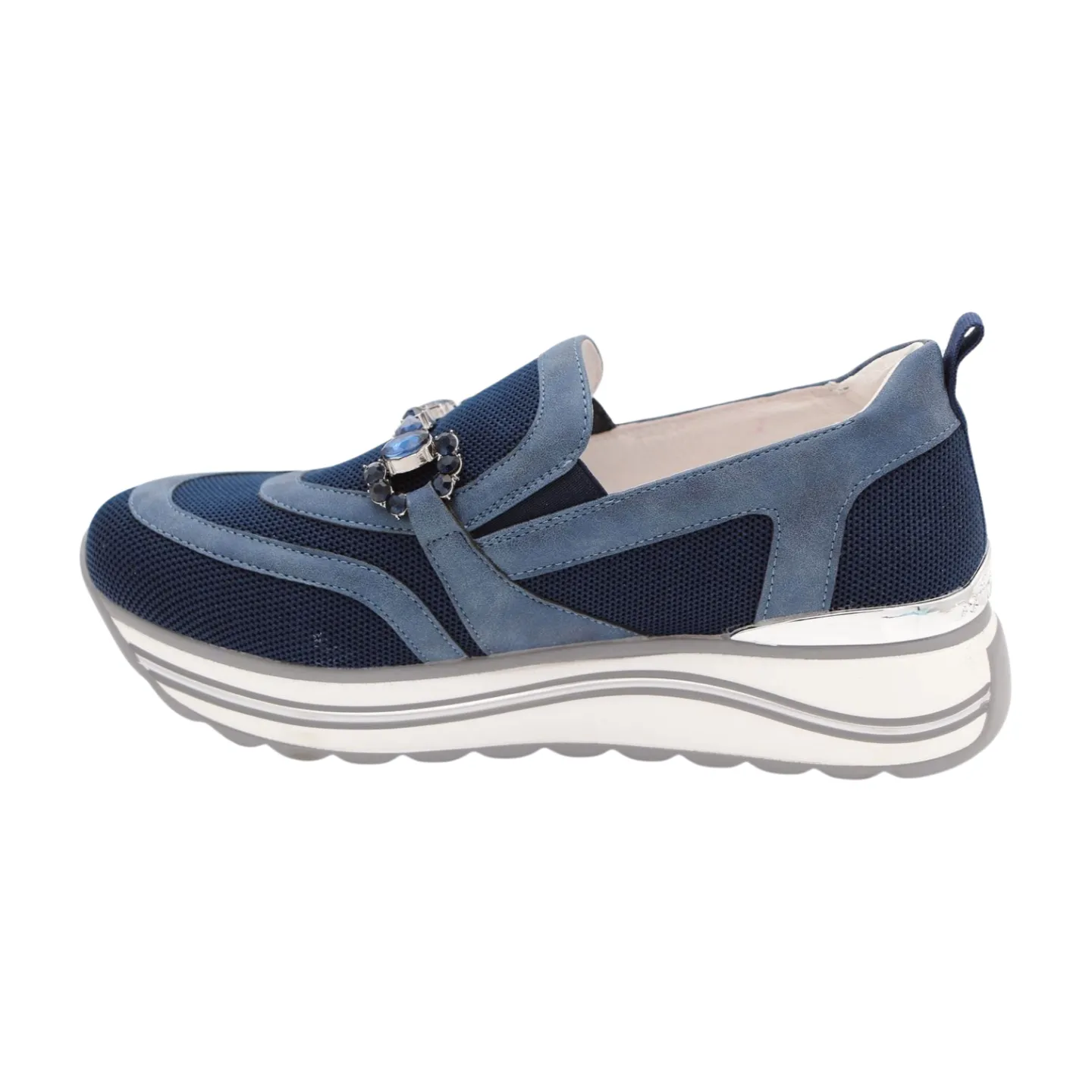 DONNA SERENA Navy  Low Wedge  Slip on Shoe Bit  Detail