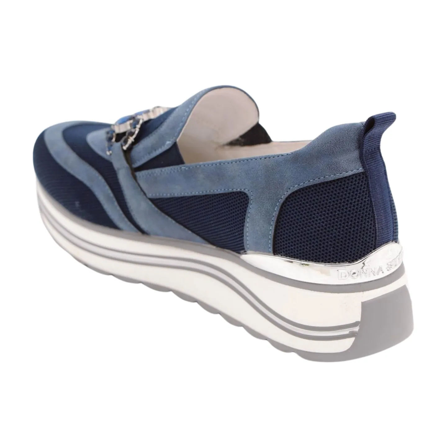 DONNA SERENA Navy  Low Wedge  Slip on Shoe Bit  Detail