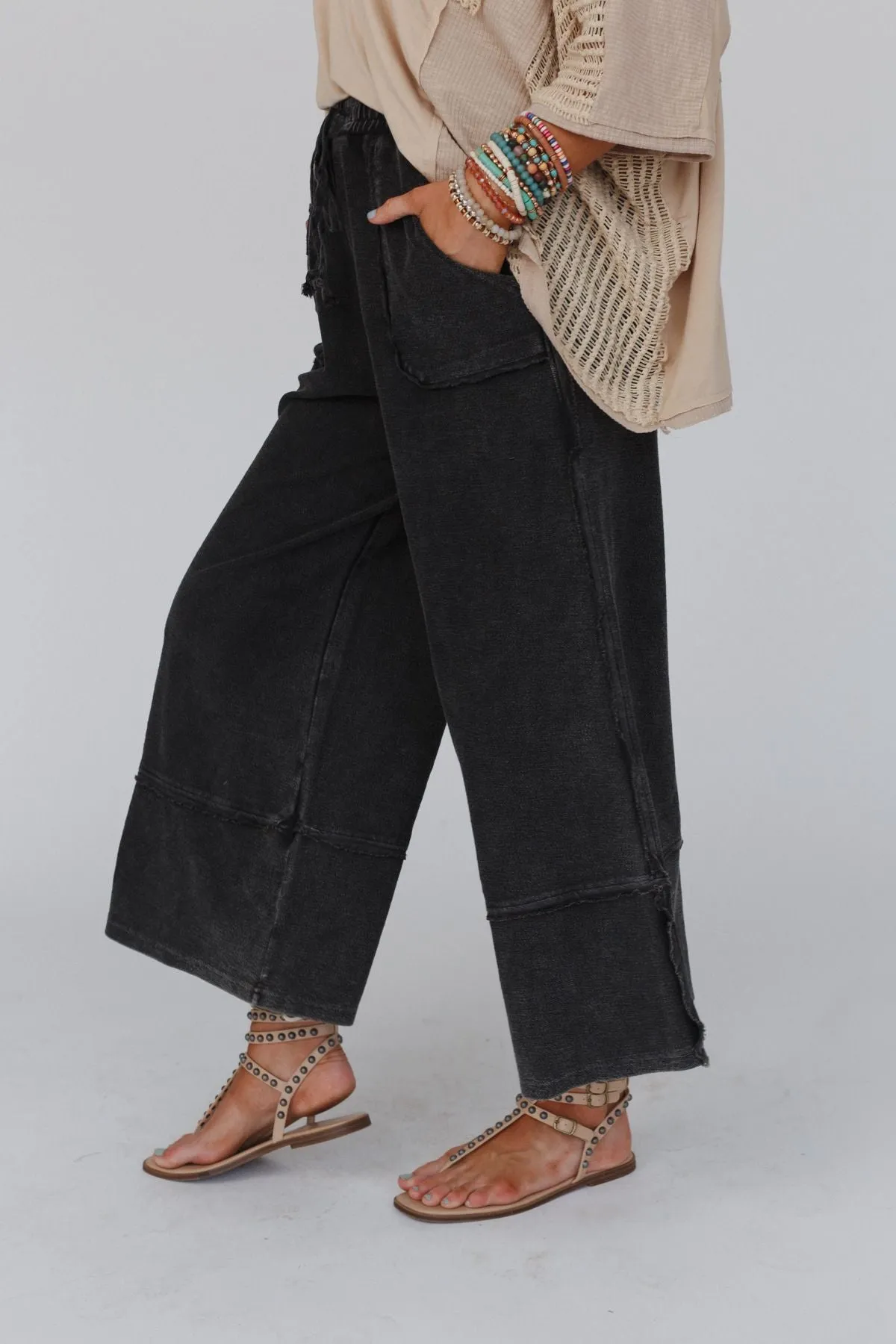 Easy Going Wide Leg Palazzo Pant - Black