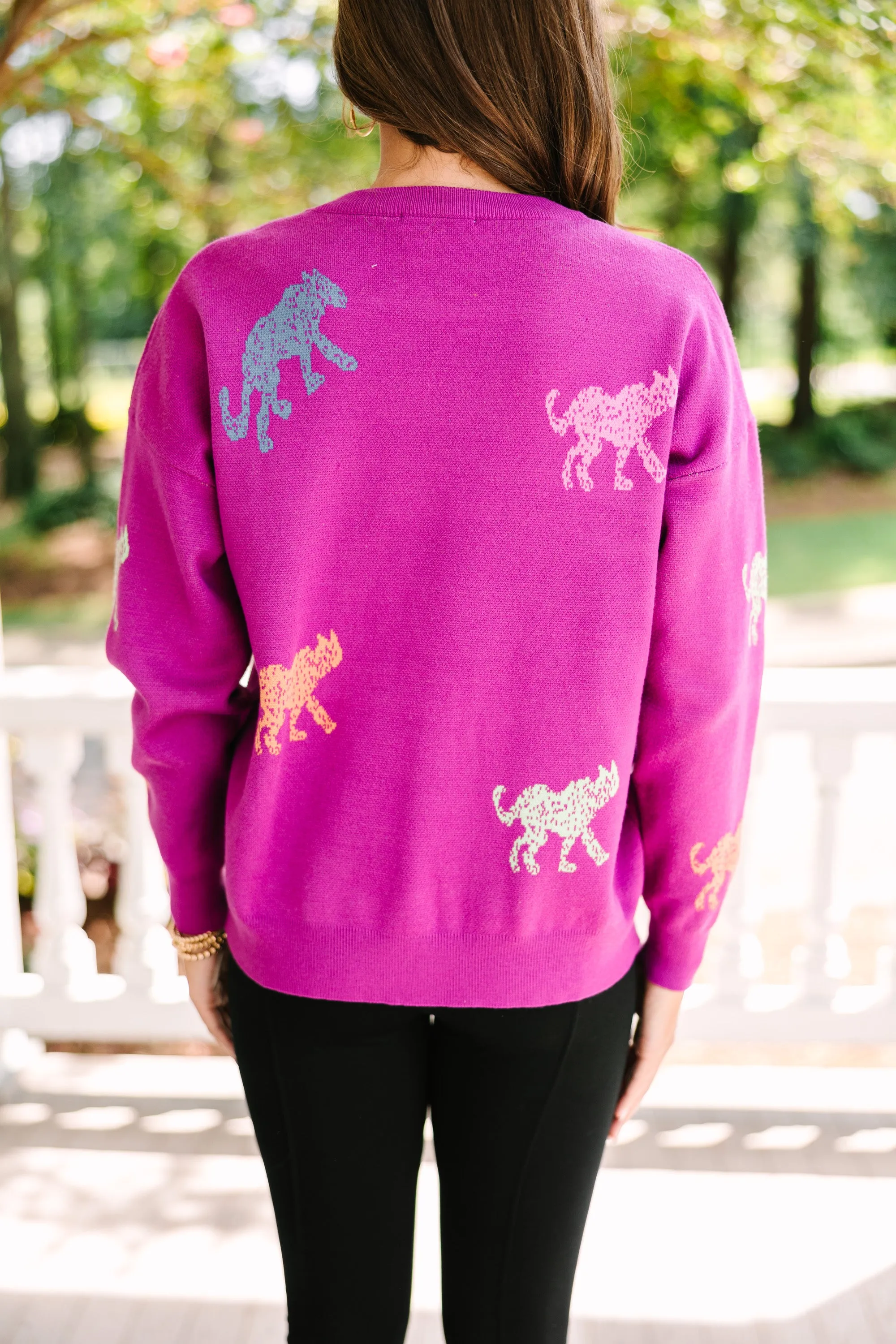 Feeling The Fun Violet Purple Cheetah Sweater