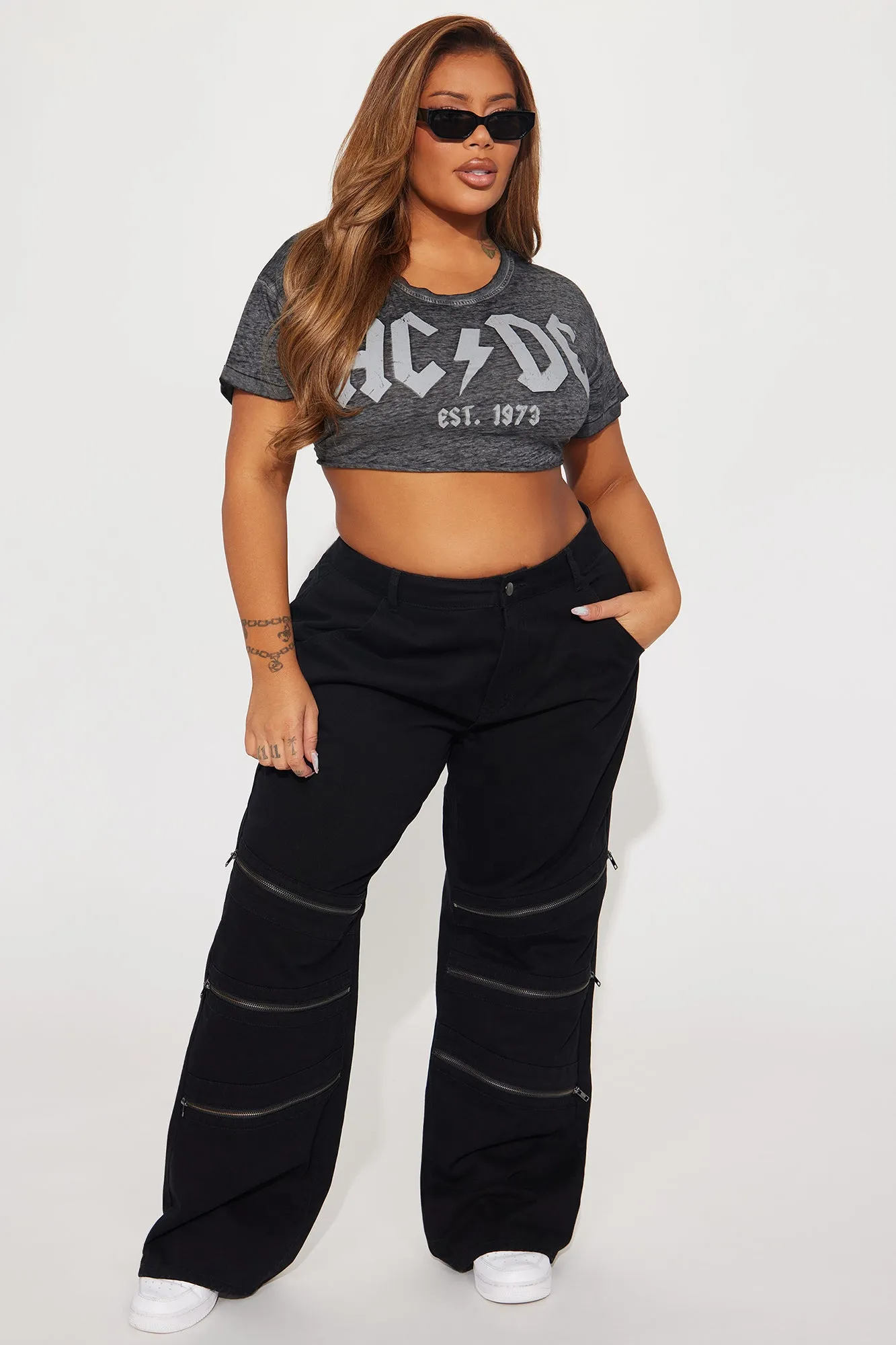 Got Me Zippered Wide Leg Pant - Black