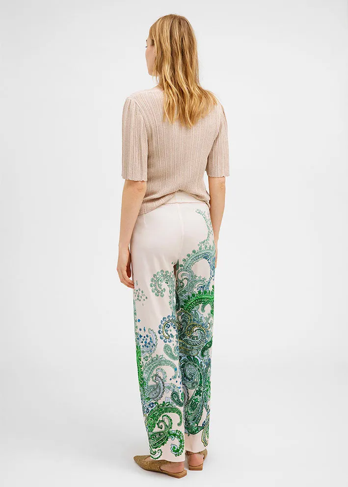 Gustav Bay wide leg pants 49004-83519 Bukser - Pastel w. Green Paisley Print