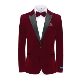 Men's 2-Piece Velvet Birdseye Lapel Slim-Fit Tuxedo With Performance Stretch Pants & Bow Tie