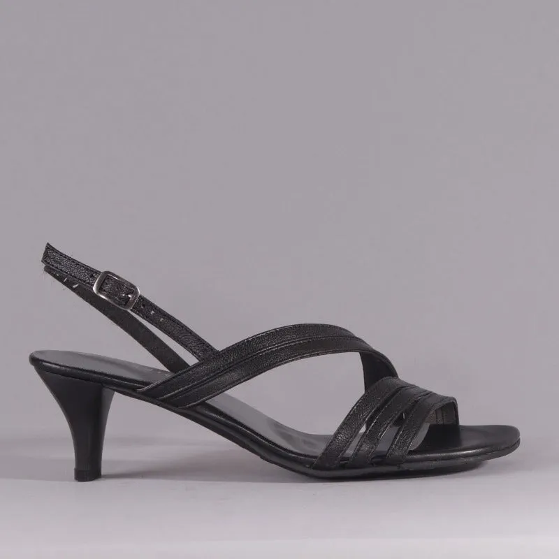 Mid Heel Slingback Sandal in Black - 12311