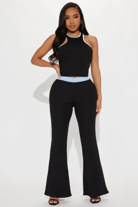 No Expectations Ribbed Pant Set - Black