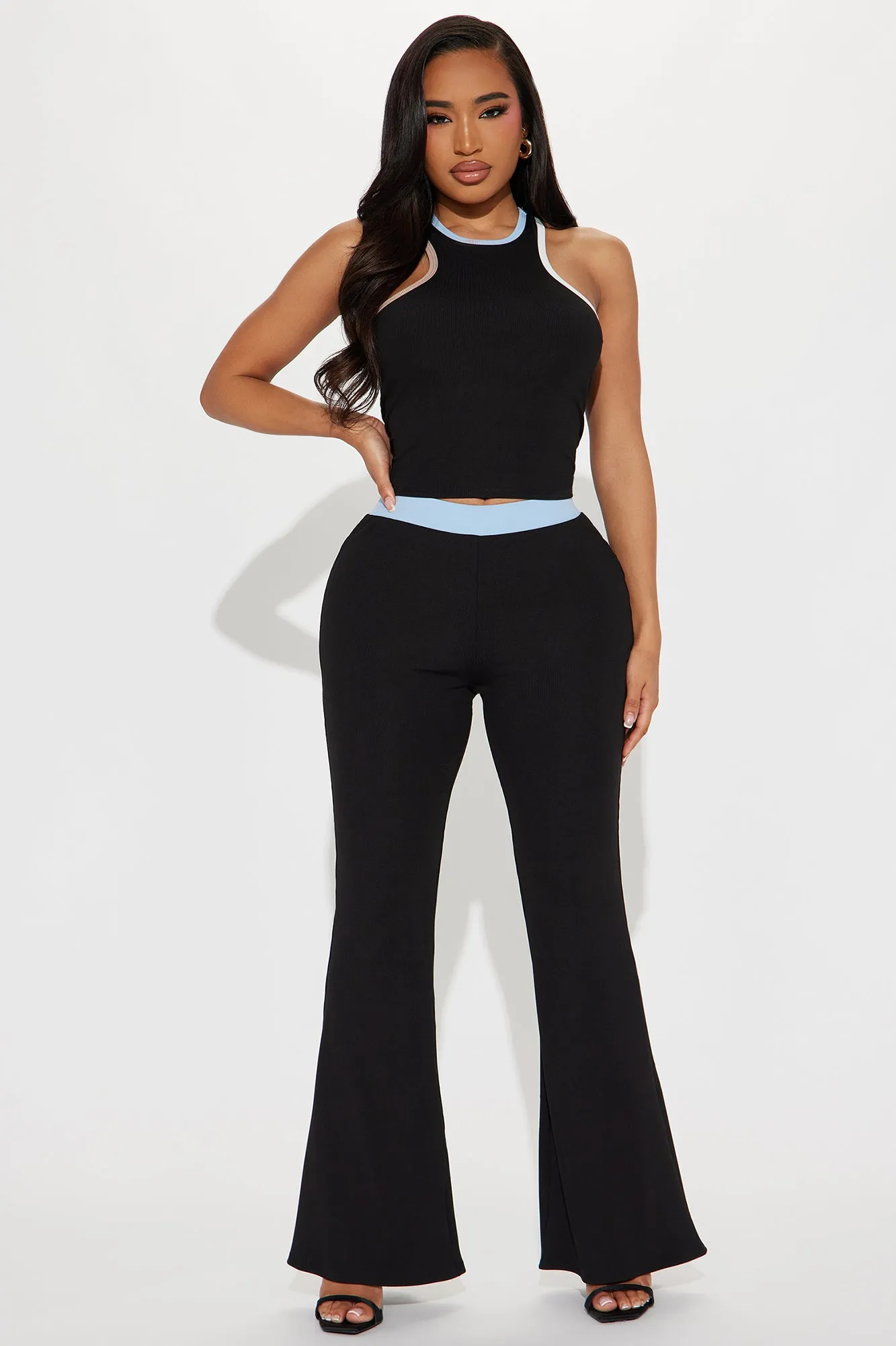 No Expectations Ribbed Pant Set - Black