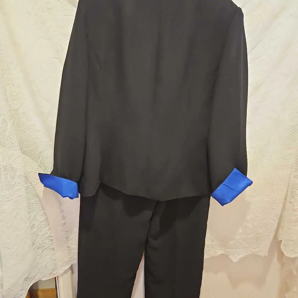 NWT 3PC Satin Trimmed Blazer w/ Satin Shell & Dress Pants Set Size 14