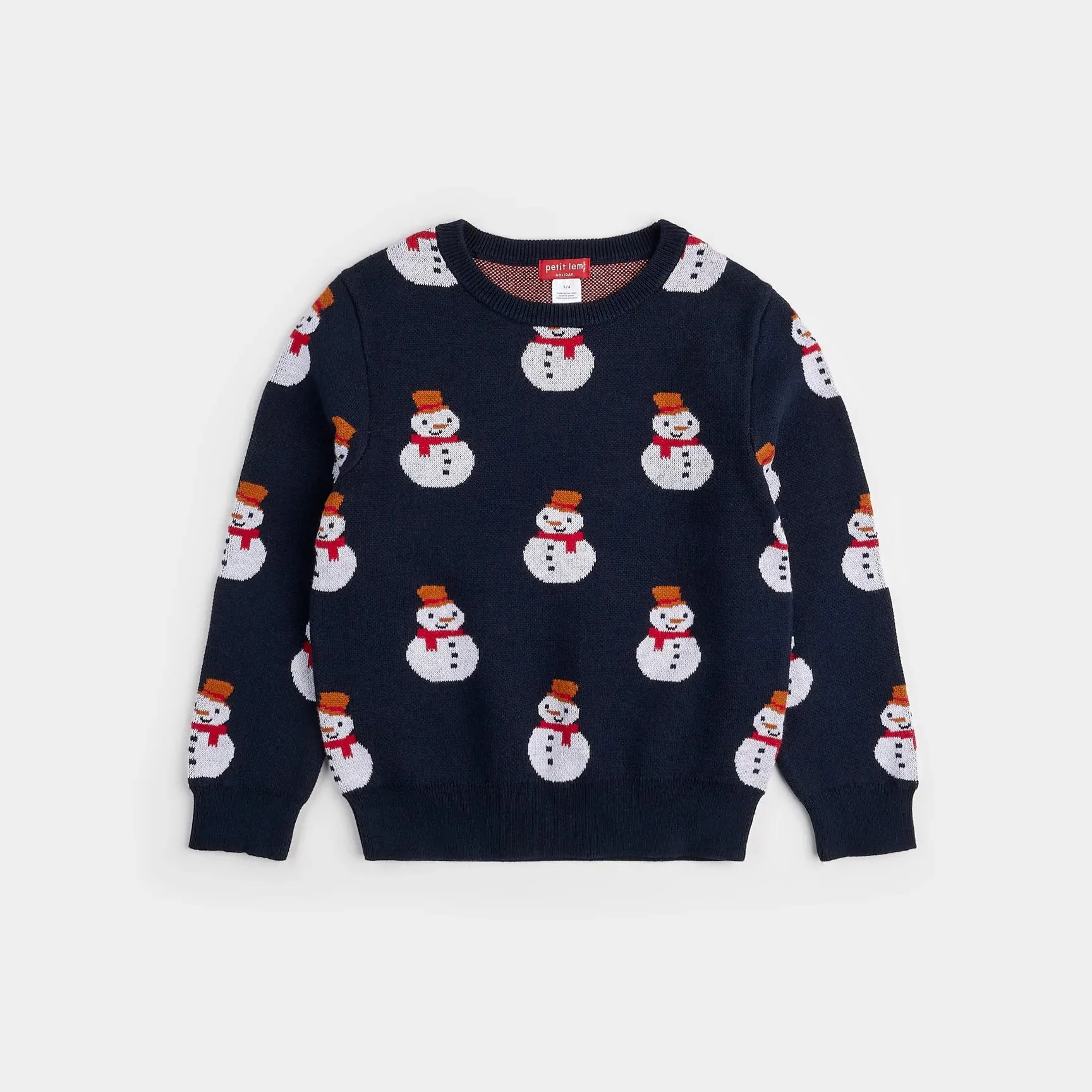 Petit Lem - Snowman on Dress Blue Knit Sweater