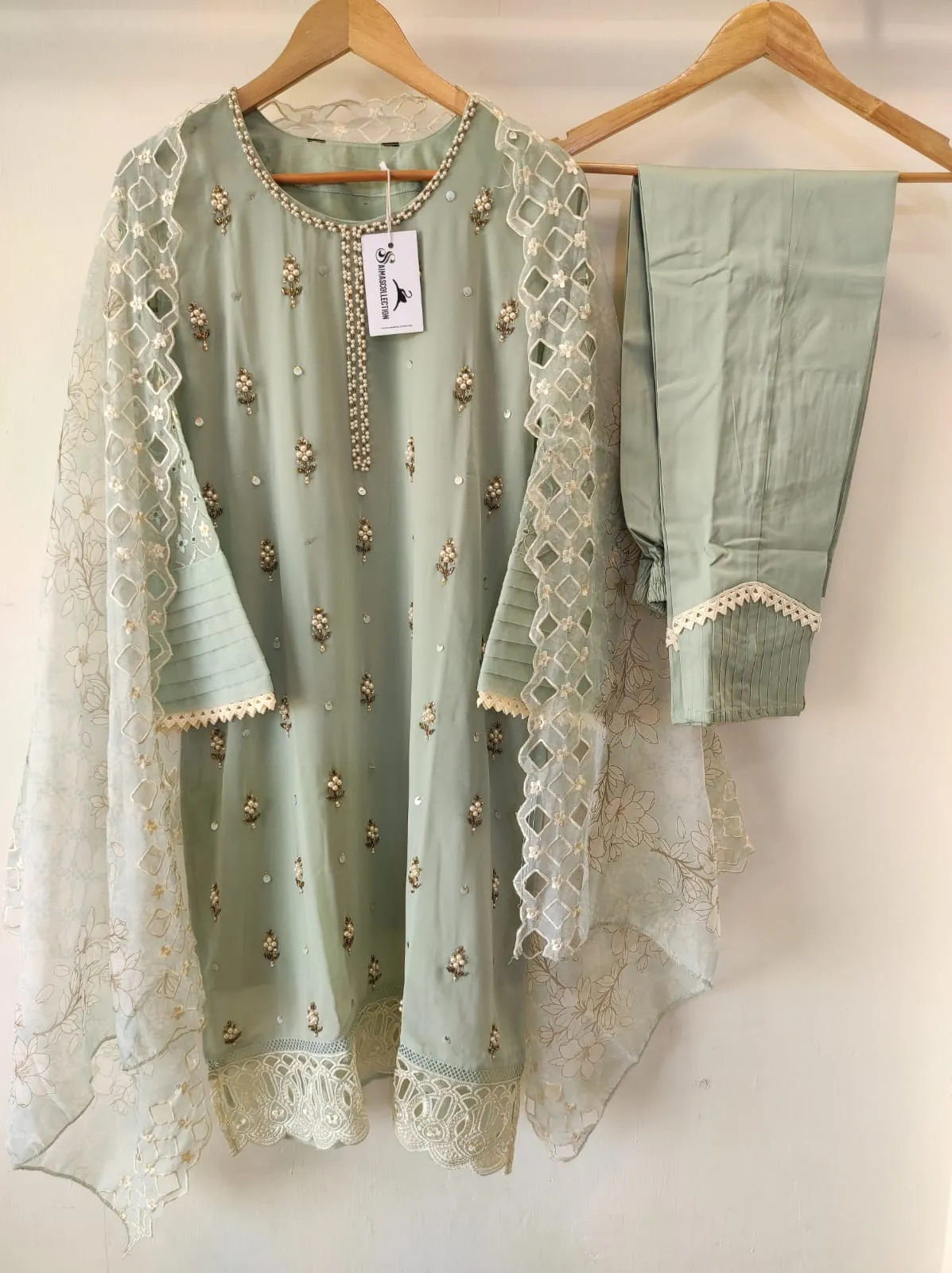 Pista Green Georgette Kurta Set