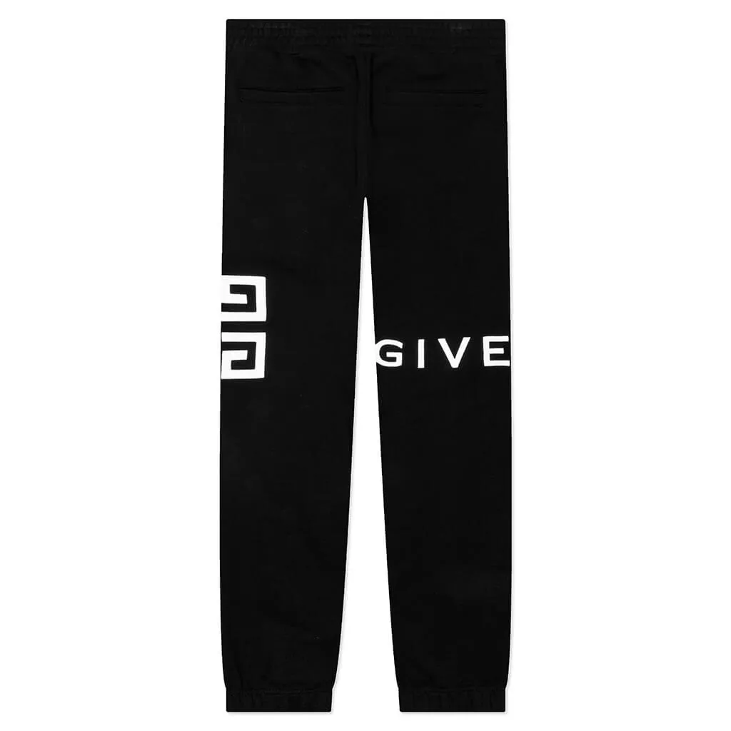 Slim Fit Embroidered Trousers - Black