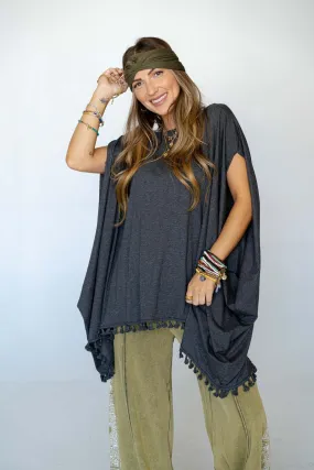 The Wren Tassel Tunic - Charcoal