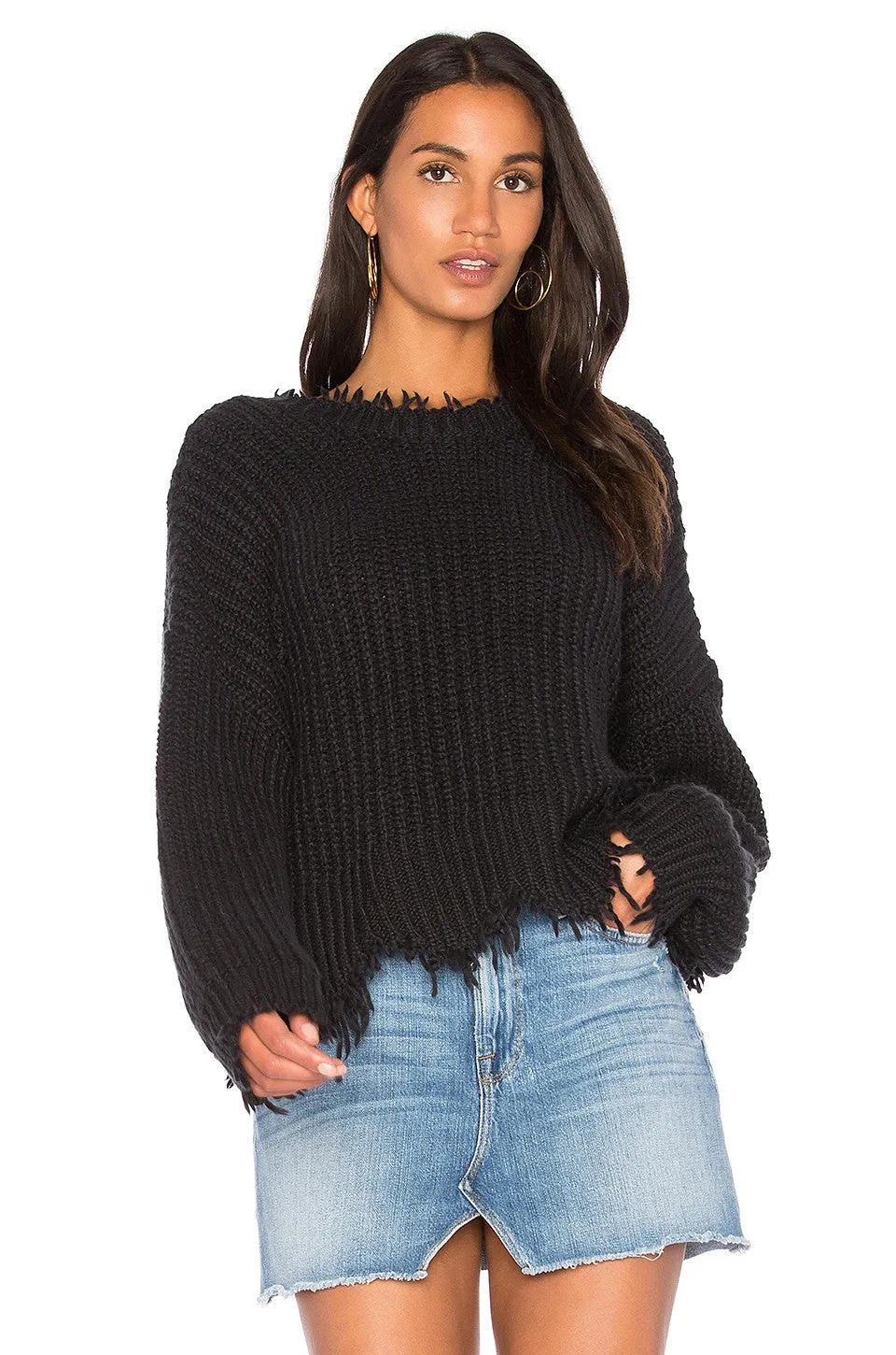 Wildfox Palmetto Fringe Sweater Black