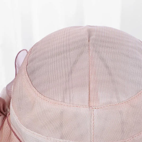 Women Summer Thin Breathable Bow Beach Hat Outdoor Wide Brim Visor Sun Bucket Cap